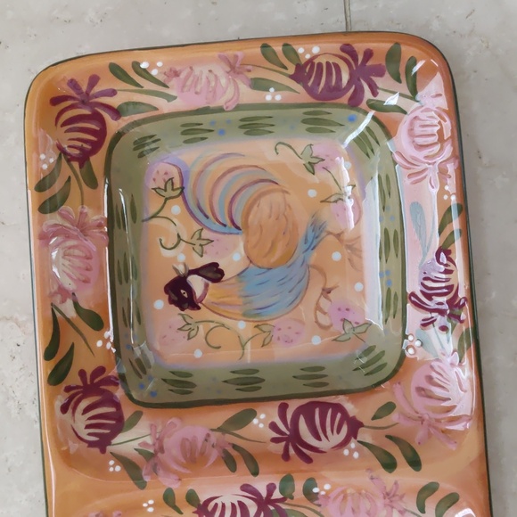 Zrike Danna Cullen Chanticleer 3 Section Serving Tray Rooster NWT - Picture 7 of 16